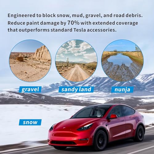 Image of Mud Flaps for Tesla Model Y 2020-2024 - No Drill Installation, OEM Material All-Weather Splash Guards, Durable Mud Guards Accessories Kit (Set of 4, Black)