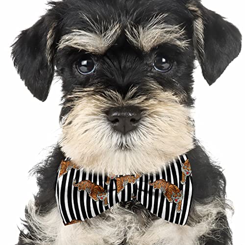 Adjustable Pre-tied bow tie for toddler Boys (Tiger Embroidery Design Modern Pattern) Elegant Cute Bowties for Dogs Cats Pets4