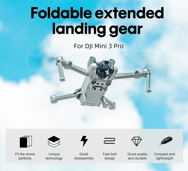 NIVIK Landing Gear Extensions compatible with DJI Mini 3 Pro – 15mm Height Extension, Shock-Absorbing Lightweight Quick-Release Legs – Protective Drone Accessory - Image 4
