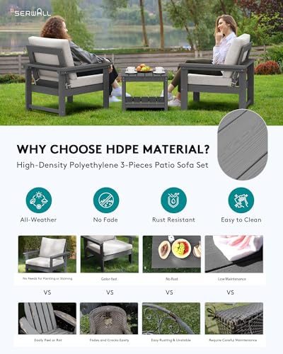 Image of SERWALL HDPE Patio Conversation Set with Side Table