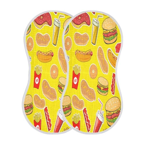 Kigai Fast Food Baby Burp Cloths Extra Soft and Absorbent Burping Rags Cotton Burping Clothes Baby Washcloths for Newborn Boys Girls - 1 Pack2