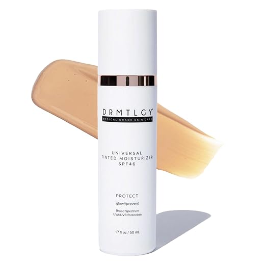 DRMTLGY Tinted Moisturizer with SPF 46. Universal Tint. All-In-One Face Sunscreen and Foundation with Broad Spectrum Protection Against UVA and UVB Rays. 1.7 oz