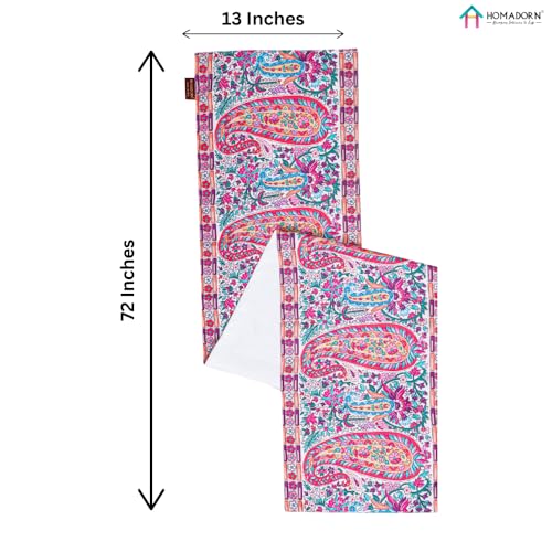 Image of HOMADORN Premium Digital Printed Table Runner - Double Layered Durable Fabric, Elegant Dining & Coffee Table Decoration, Fade-Resistant Prints, Easy Care (13x72 Inches ( 6 Seater), Heritage Paisley)