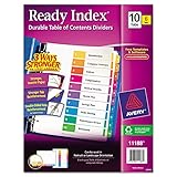 Avery 11188 Ready Index Dividers, Tabs 1-10, Letter Size, Multicolor, 6 Sets/PK