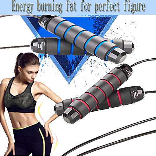 Jump Rope, Tangle-Free Rapid Speed Jumping Rope Cable with Ball Bearings for Women, Men, and Kids Foam Handles Ideal for Aerobic Exercise Like Speed Training, Endurance Training and Fitness Gym-2 Pack