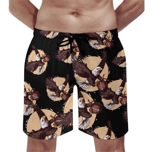 Ea-gles on Football Ball Men's Swim Trunks Quick Dry Board Shorts Hawaiian Beach Shorts With Pocket