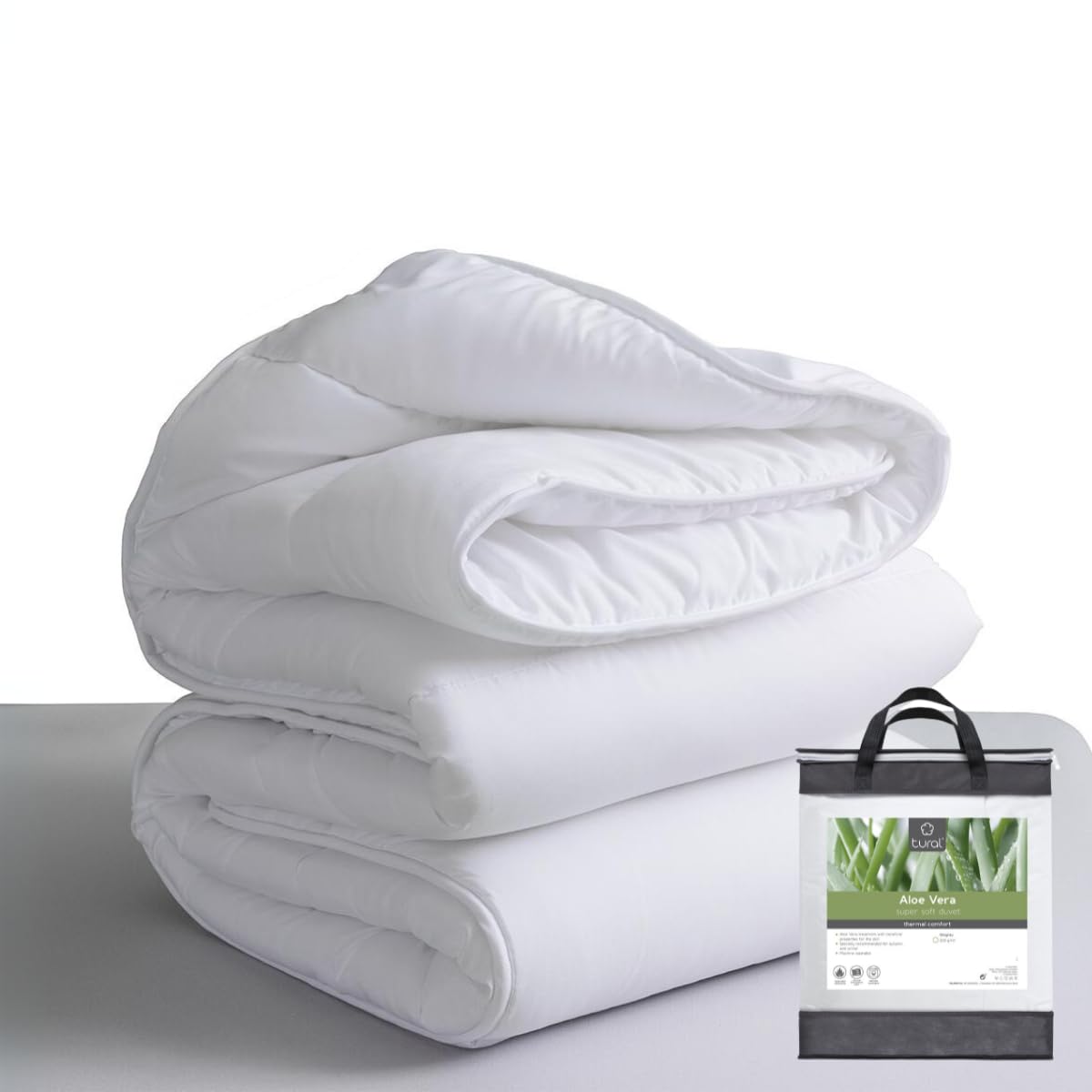Tural Edredón Nórdico 260x220cm con Tratamiento Aloe Vera Relleno de Fibra 300gr/m Suave Transpirable Certificado Oeko-Tex Blanco Cama 180