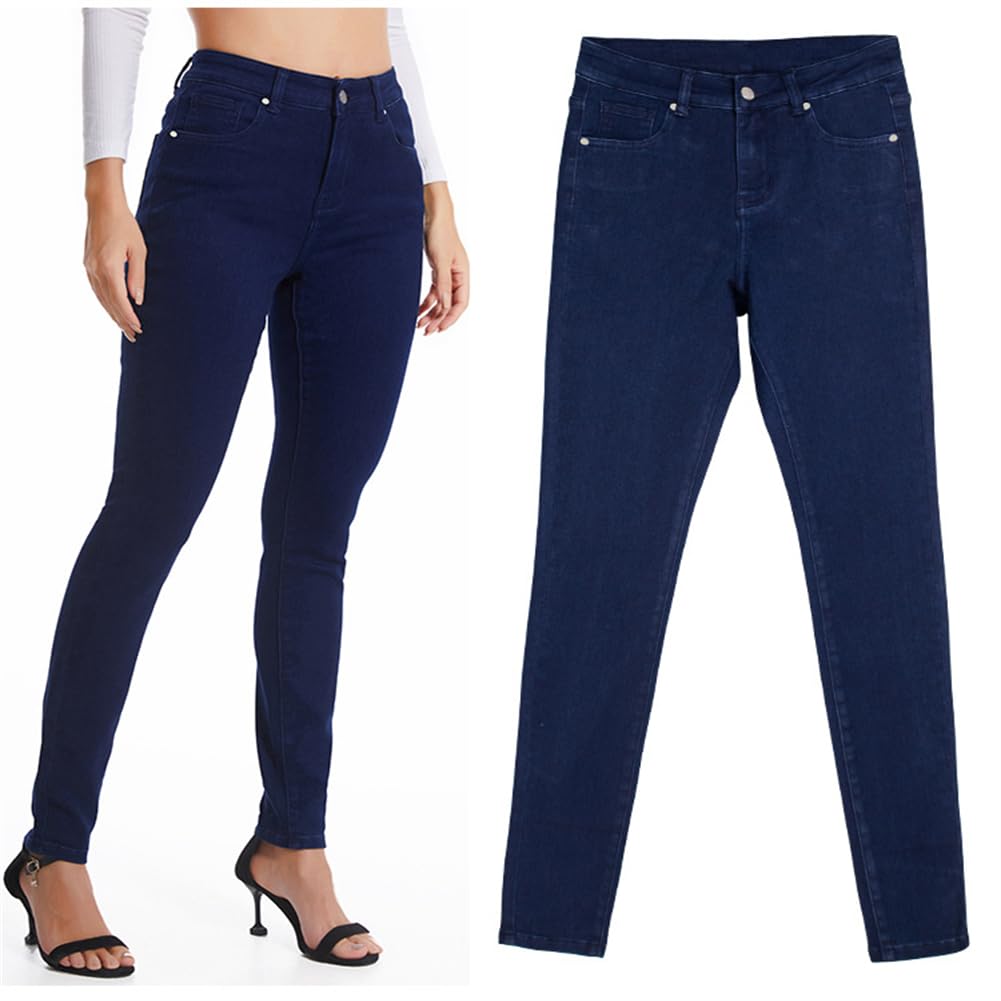 Pies De Primavera Y Verano Pantalones De Pitillo Vaqueros Ajustados En Azul Profundo Pantalones De Mujer
