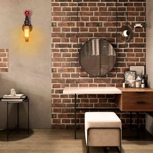 Image of XEYOU Retro Wall lamp Vintage Industrial Steampunk Wall Sconce with Switch Metal Water Pipe Wall Mounted Light Fixture E26 Edison Bulb for Cafe Bar Restaurant Bedroom Livingroom