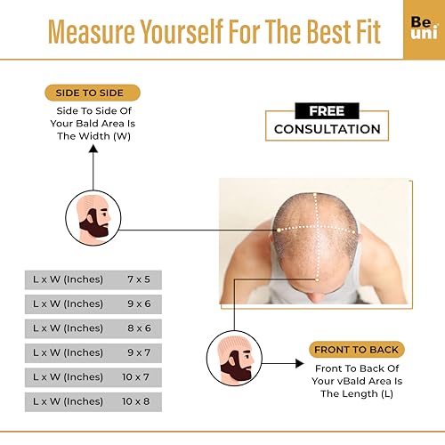 Beuni Smart Hair Patch For Men Monofilament Apollo Mono Wig 100 Percent Natural Human Hair Long Lasting Soft Fit Breathable Base Natural Black 10x8