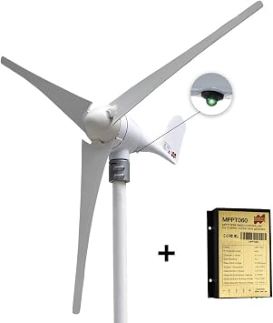 Marsrock 12V Wind Turbine Generator, 400W Wind Power Kit with MPPT Controller - 3 Blade Auto Adjust Windward Direction - Suitable for Terrace, Marine, Motor Home, Chalet, Boat