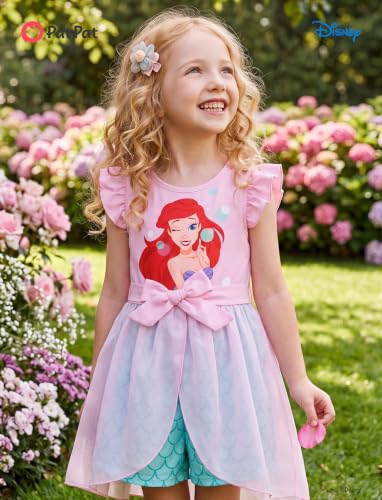 Image of Disney Princess Frozen Elsa Minnie Mouse Stitch Toddler Girl Romper With Skirt Overlay Summer Jumpsuit with Bow 2-6 Years