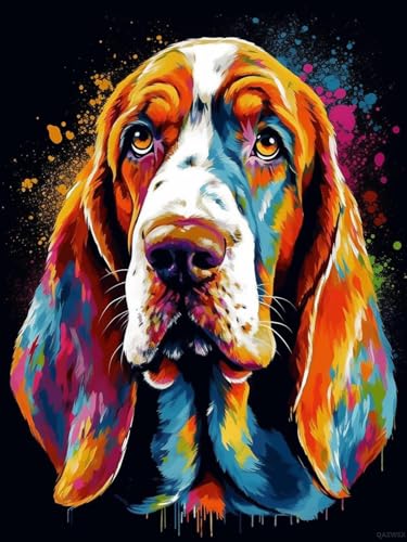 Kit de peinture diamant 5D basset pour décorer votre salon cocooning