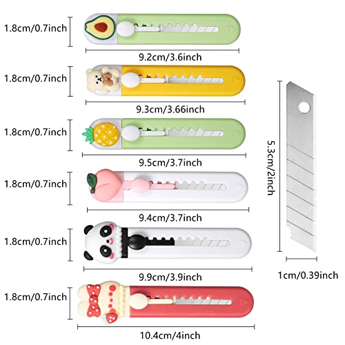 Image of 6 Pack Box Cutter Retractable, Sharp Utility Knife Retractable, Cute Box Cutters for Office, Home, Arts Crafts, Cartons, Cardboard, Paper