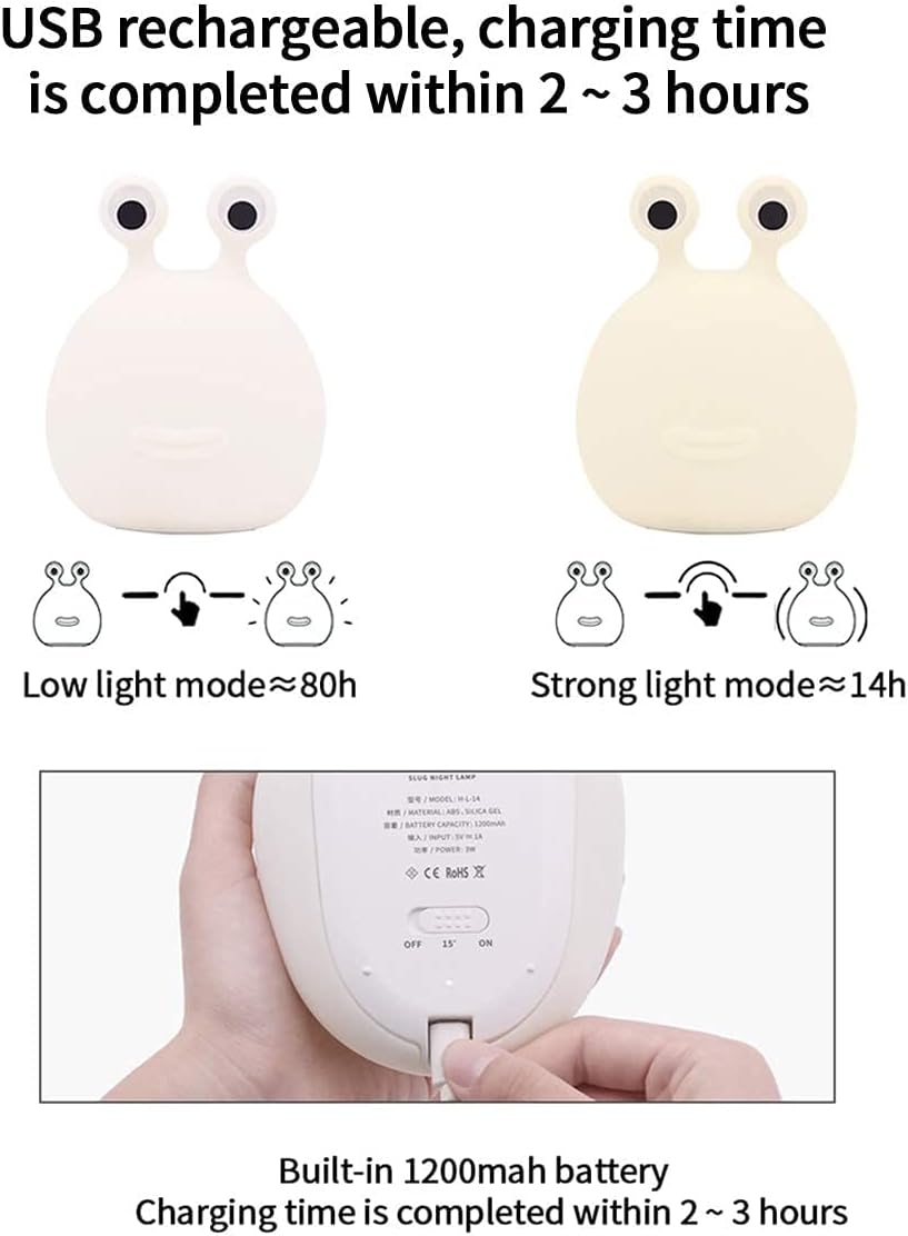 MUID Original Authentic Slug Night Light, Nursery Squishy Lamp, Silicone Light for Classroom, Cute Animal Bedside Lamp for Baby Kids Teens, Soft Light for Bedroom Breastfeeding.