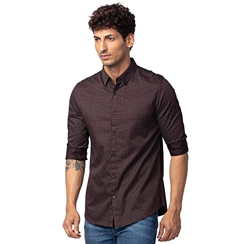 Image of Spykar Men's Slim Fit N /A Full Sleeve Printed Casual Shirts