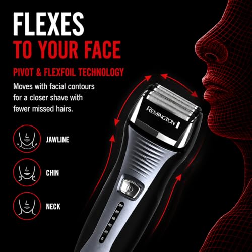 Image of Remington F5 Power Series Foil Shaver, Electric Razor for Men, Cordless Rechargeable with Pop Up Trimmer, Pivot & FlexFoil Technology, Lightweight Handheld Design, Black