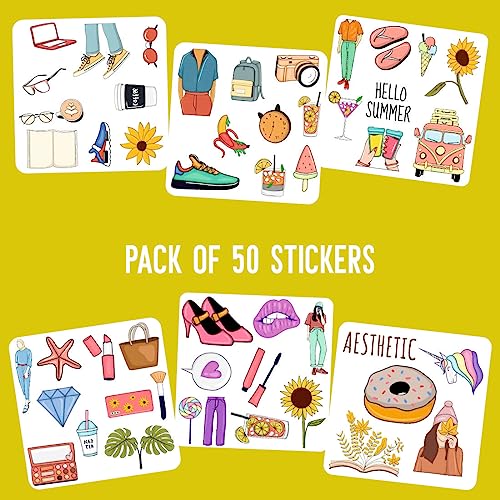 Image of Zesta Aesthetic Stickers for Laptop /Waterproof Anime Decal for Books /Vinyl Sticker for Fridge /Easy to Use Korean Car Sticker Kawaii Cute Stickers (Aesthetic)-Self-Adhesive