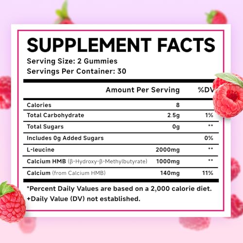 2 Pack 3000mg HMB and Leucine Gummies for Muscle Growth and Recovery
| Muscle Mass and Relief Gummies with HMB and Leuc