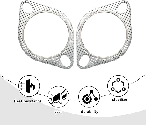 Miniatura 4 de 2 juntas de escape de automóvil, 2.5 pulgadas, 2 pernos de repuesto de junta de escape OEM #120-06310-0002, accesorios estándar para automóvil