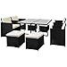 Casaria zestaw mebli ogrodowych z polirattanu, grubość 7 cm, 4 krzesła, 4 taborety, stół 9-częściowy