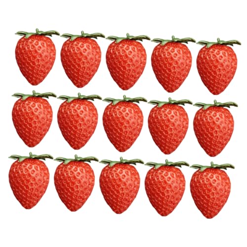 Cabilock 15pcs Strawberry Model Vivid Decorative Strawberry Home Strawberry Decoration Simulation Fruit Decor Decorative Photo Prop False Strawberry Ornament Home Strawberry Ornament