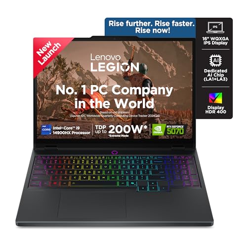 Image of Lenovo Legion Pro 5 2025 Intel Core i9-14900HX | NVIDIA RTX 5070 8GB (32GB RAM /1TB SSD /WQXGA IPS /240Hz /16 (40.6cm) /Windows 11 /Office 2024+AI Now /Black /2.4Kg), 83NN003CIN AI Powered Gaming Laptop
