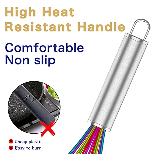 Image of OYV Silicone Whisk,Professional Whisks For Cooking Non Scratch,Stainless Steel & Silicone Wisk,Plastic Rubber Whisk Tool For Nonstick Cookware,Silicon Wisks Set of 3,Rainbow,for Blending,Colorful.
