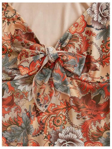 Image of Verdusa Women's Plus Size Paisley Print Short Dress Western Boho Bell Sleeve V Neck Ruffle Dresses Country Concert Outfits