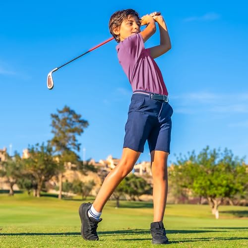 Image of Boys Polo Shirts Short Sleeve Striped Performance Moisture Wicking Dry Fit Golf Shirts for Boys Youth Kids