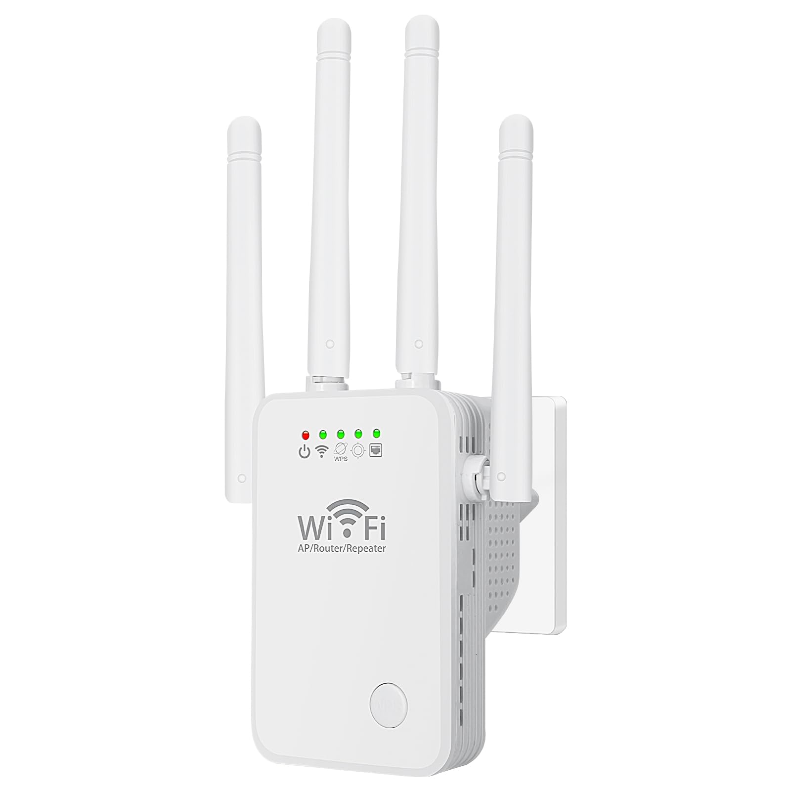 Repetidor WiFi 300 Mbps, Amplificador WiFi con 4 Antenas, Dual Band 5 GHz and 2.4 GHz, Modo repetidor/Router/Ap, Extensor WiFi con un Puerto Ethernet