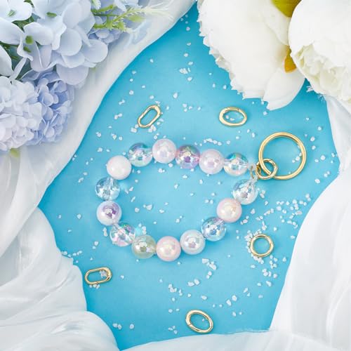 SUNNYCLUE 1 Box 6Pcs Real 18K Gold Plated Round Oval Clasp Spring Gate Rings Carabiner Key Ring Spring Clasp Rings Brass Spring O Rings for Jewellery Making Clasps Keyrings Buckle Bags DIY Craft - Image 4