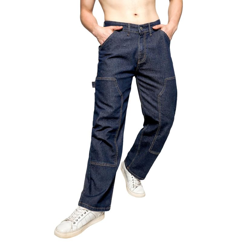 Image of CAHOOT Men's Denim Jeans for Casual Wear | Medium-Wash | Regular Fit | 5 Pockets | Button Closure | Denim Jeans Crafted with Comfort Fit for Casual Wear