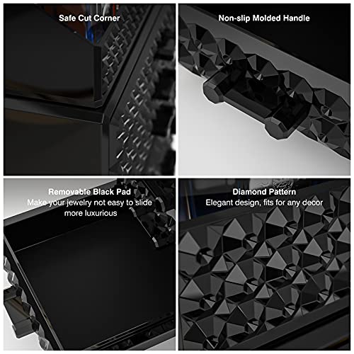 Awenia 4 Pack Stackable Makeup Organizer[Upgraded],Acrylic Cosmetics Storage Cases With 11 Drawers Perfume Organizers For Brush Holder Or Jewelry Display,Plus Size(Black) #TOP4