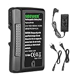 Neewer 95Wh (6600mAh) V-Montage/V-Lock Akku, 14,8V Li-Ion Akku mit D-Tap Ausgang Ladegerät und D-Tap Kabel Kompatibel mit Sony Video Broadcast Kamera Camcorder LED-Licht (BP-95W)