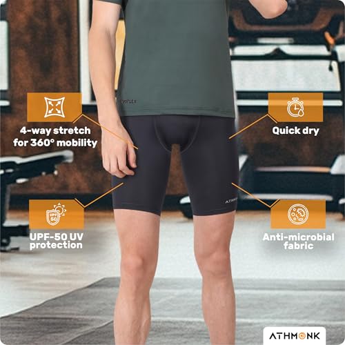 Image of 4-Way Lycra Compression Shorts for Men | Tight Skin Fit, Non Padded | Cycling Running Workout Gym Cricket Football Sports | Tummy Tuck Recovery Muscle Support | Quick Dry Anti-Chafe