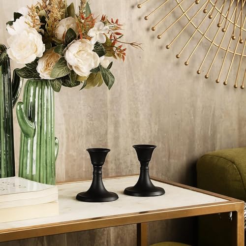 Rely+ MINI BLACK Candlestick Holders Set Of 2 Mini Stand Dinning Coffee Table Centerpiece Candle Holders Taper Candlesticks Holders Halloween Decor Home Candle Holder thumb #7