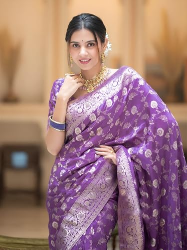 Image of Yashika Women's Pure Kanjivaram Silk Saree Soft Banarasi Style Wedding With Blouse Piece | Saree For Women | New Sari
