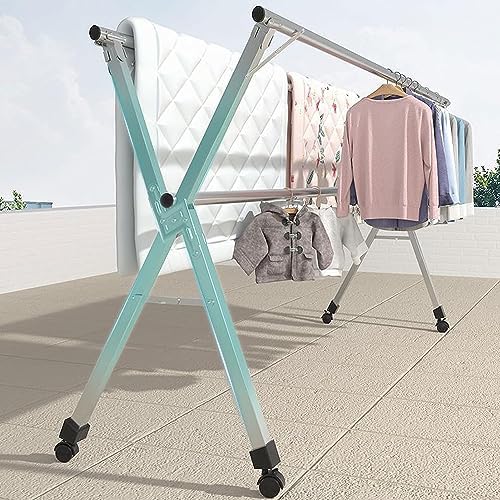 Miniatura 4 de Tendedero retráctil de secado de ropa de acero inoxidable resistente, de longitud plegable, ajustable, para ropa (94 pulgadas)