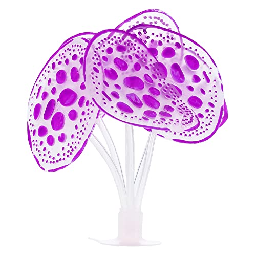 VOCOSTE Silicone Glowing Aquarium Simulation Coral with Sucker, Purple