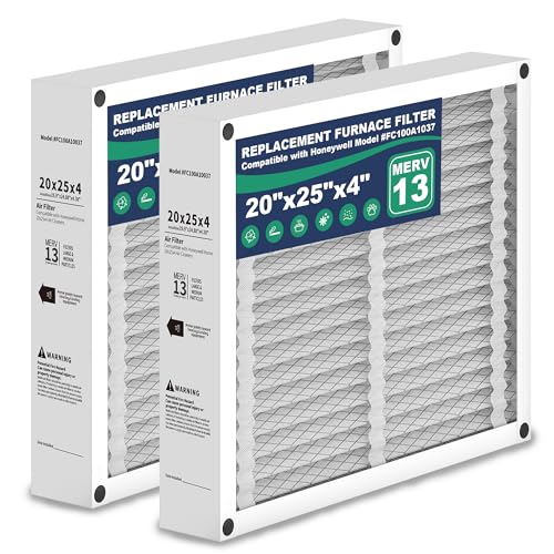 2Pack 20x25x4 AC Furnace Air Filter Compatible with Honeywell FC100A1037 MERV 13 HVAC Filter Replacement Actual Size:19.94x24.86x4.38