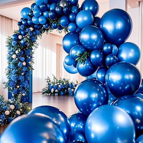 Image of PartyWoo Metallic Blue Balloons 4pcs 36 Inch Chrome Blue Latex Helium Balloons for Graduation Wedding Baby Shower Engagement Baby Shower Wedding Bachelorette Birthday Party Decorations Blue-G106