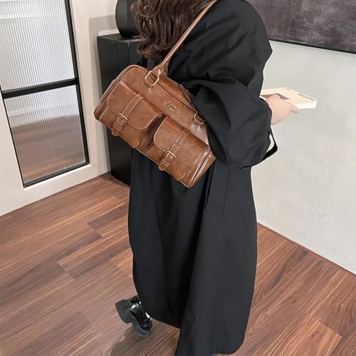 Leather Top Handle Bags for Women Top Handle Purse Retro Handbag Multi Pocket Satchel Bag Shoulder Bag Underarm Bag3