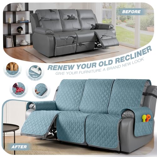 Image of TAOCOCO Waterproof Recliner Covers, Suitable for Pets and Kids(3 Seater, Sky Blue)