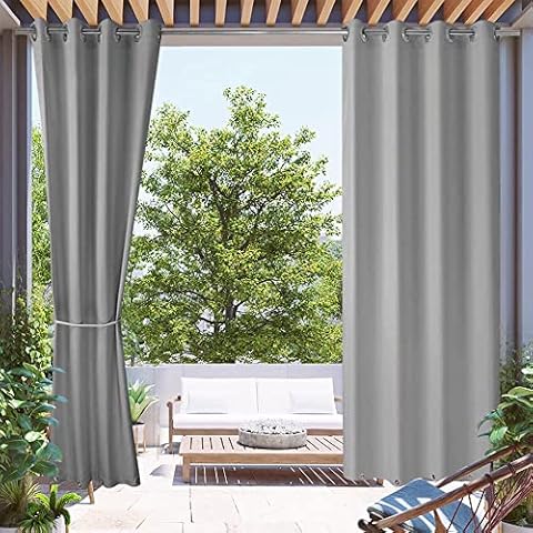 Pro Space Outdoor Curtains Dark Grey Curtains Porch Gazebo Privacy Curtains, 50 x 84 ihch - 2 Panels Cover