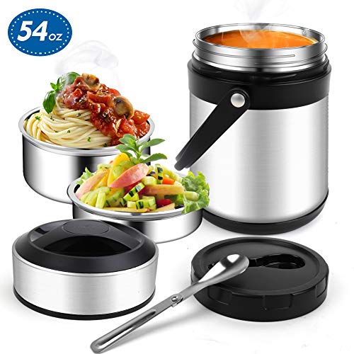 Thermos Food Jar,54oz 3 Tier Wide Mouth Soup Thermos,Insulated Food Thermos Flask