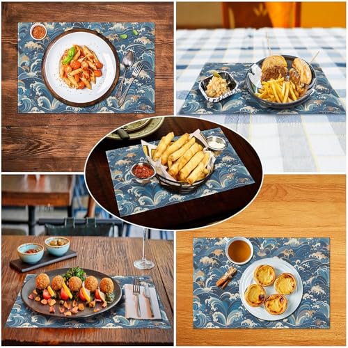 Set de table résistant à la chaleur lot de 4 en mousse ondulée lavable - 6