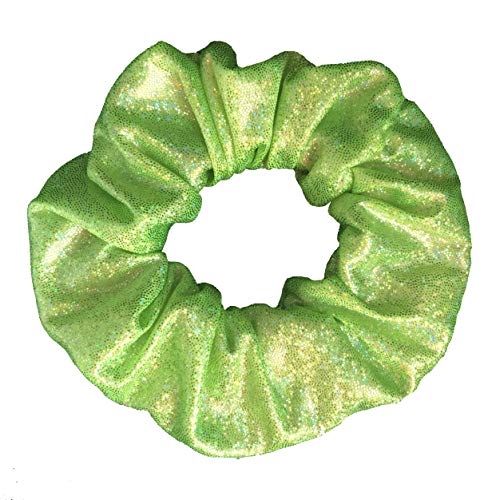 Scrunchie verde tela satinada con tres modos de luz intermitente 3