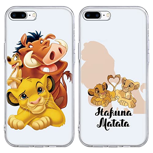2 Confezioni Cover per iPhone 7 Plus 5.5Custodia Trasparente Morbida Sottile con Cartone Animato Carino Lion Motivo Anti Scivolo Case per 8 Plus02 slim silicone gel tpu