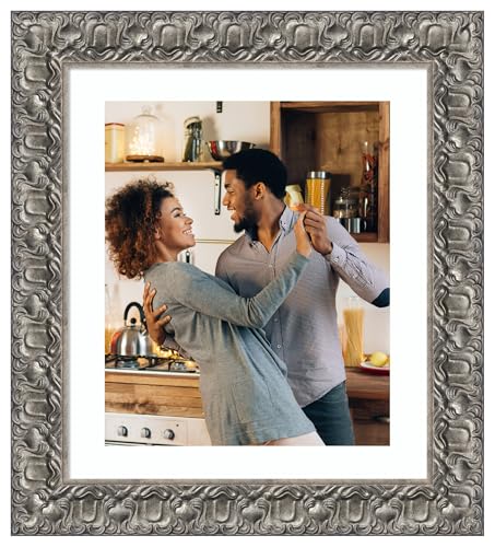 Amanti Art Picture Frame 20x24 Matted to 16x20 Photo Frame, Silver Luxor Wood Framing for your Wedding Photos, Family Pictures, Diploma, Certificate, Kids Art Gift for Mom or Poster Wall Decor